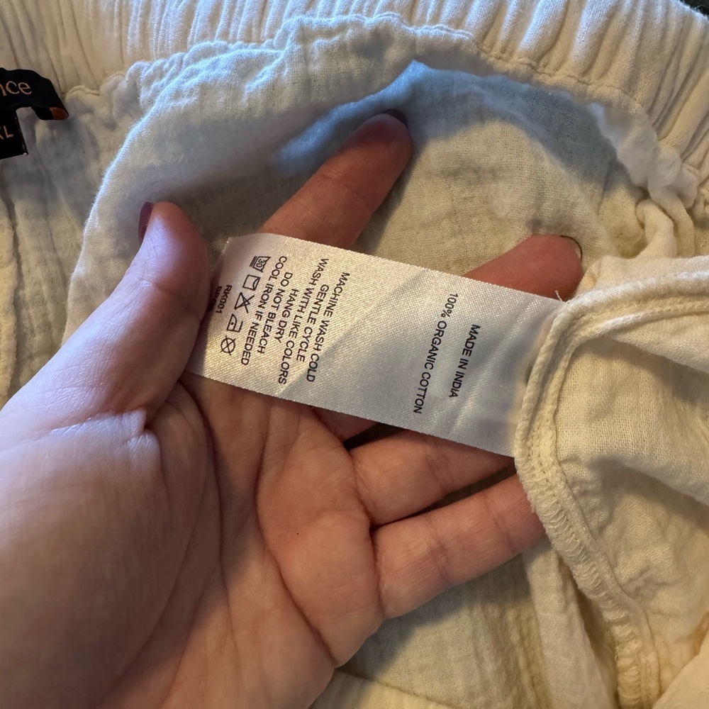 Quince 100% Organic Cotton Gauze Pants Straight Leg Royal Cream Size XL EUC - Picture 6 of 7